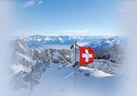 Góry i flaga Szwajcarii