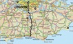mapa południowej Anglii z miejscowością Brighton