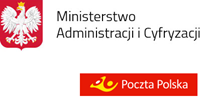 logo Ministerstwa Administracji i Cyfryzacji na górze i logo Poczty Polskiej poniżej
