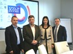Od lewej: Zastępca w Głównym Departamencie ds. Licencjonowania, Zezwolenia i Monitorowania CCA Marcel Oţel, Przewodniczący KRRiT Witold Kołodziejski, Członek CCA Cristina Duca, Wiceprzewodniczący CCA Nicolae Damaschin (fot. Grzegorz Boguszewski)