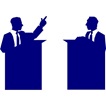 grafika z debatującymi postaciami