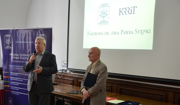 Jan Dworak, Przewodniczący KRRiT i prof. Janusz Adamowski, Dziekan WDiNP (fot. KRRiT)