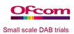 logo Ofcomu i programu prób DAB w małej skali