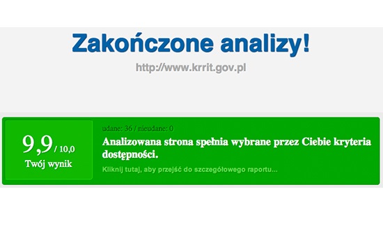 Zrzut ekranu przedstawiający pozytywny wynik walidacji z użyciem narzędzia "Utilitia"